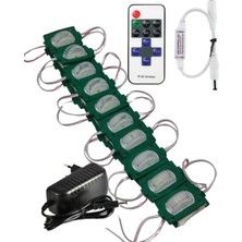 Powerr Led Aydınlatma 20 Adet 12 Volt 1.2 Watt Dar Açılı Tek Lensli Yeşil LED Modül 12A Tek Renk Rf Dimmer 2A Priz Tipi Adaptör Set