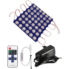 Powerr Led Aydınlatma 20 Adet 12 Volt 6 Watt 6 Lensli Mavi 3030 Smd LED Modül 12A Tek Renk Rf Dimmer 3A Priz Tipi Adaptör Set
