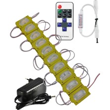 Powerr Led Aydınlatma 20 Adet 12 Volt 1.2 Watt Dar Açılı Tek Lensli Amber LED Modül 12A Tek Renk Rf Dimmer 2A Priz Tipi Adaptör Set