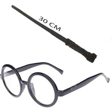 Buğz Harry Potter Asası 30 cm ve Siyah Çerçeveli Harry Potter Gözlüğü Seti