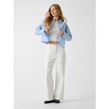 Guess Gj G11 Yüksek Bel Geniş Paça Kısa Dikiş Detaylı Kadın Beyaz Jeans W6RA1HD6521-GJWI