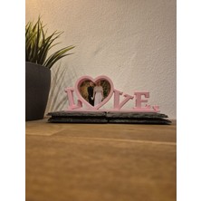 Talha3D 💗 Love Yazılı Kalpli Fotoğraf Çerçevesi – Dekoratif Masa Üstü Aksesuar