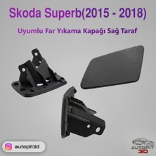 AutoPit 3D Skoda Superb (2015 - 2018) Uyumlu Far Yıkama Kapağı Sağ Taraf