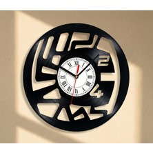 Craftverse Live Love Laugh Modern Soyut Tasarım Geri Dönüşüm El Emeği Plak Duvar Saati