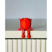 Pluto 3D Oturan Gül Figürü – Dekoratif Masa & Raf Süsü - Kırmızı