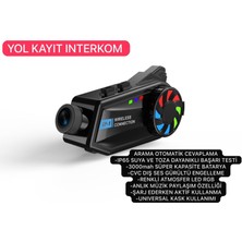 Azurtech BT68 Kameralı Intercom Motosiklet Bluetooth Kask Kulaklık Ses Kontrolü 1080P Video Kayıt Interkom