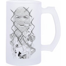 Sartre Art Gansta Esprili Motto Baskılı Bira Bardağı 500 ml - Büyük Boy Kulplu Cam Kupa