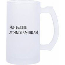 Sartre Art Ruh Halim Esprili Motto Baskılı Bira Bardağı 500 ml - Büyük Boy Kulplu Cam Kupa