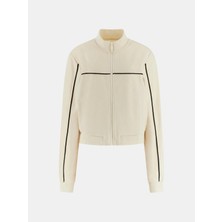 Guess Clara Tam Fermuarlı Kadın Beyaz Sweatshirt V6GQ09K3001-G047