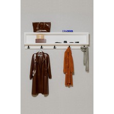 Duvar Portmanto Askılığı – Elbise & Mont & Kıyafet Askısı, Beyaz 80 cm
