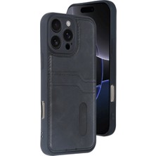 Alem Iphone 16 Pro Max Kılıf Sara Kartvizitli Deri Kılıf - Siyah