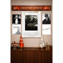Koi Art Design Atatürk Köşesi Temalı 5 Parçalı Okul, Ofis, Makam, Ev Için Yüksek Kaliteli Uv Baskılı Tablo Seti
