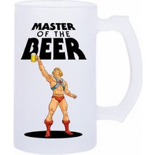 Sartre Art He-Man Esprili Motto Baskılı Bira Bardağı 500 ml - Büyük Boy Kulplu Cam Kupa