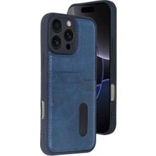 Alem Iphone 16 Pro Kılıf Sara Kartvizitli Deri Kılıf - Lacivert