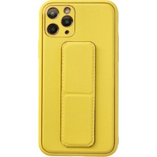 Alem Iphone 11 Pro Kılıf Coco Deri Standlı Kapak - Sarı
