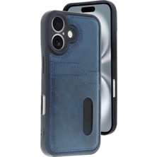 Alem Iphone 16 Kılıf Sara Kartvizitli Deri Kılıf - Lacivert