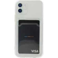 Alem Iphone 12 Kılıf Kart Şeffaf Silikon - Şeffaf