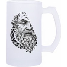 Sartre Art Filozof  Motto Baskılı Bira Bardağı 500 ml - Büyük Boy Kulplu Cam Kupa