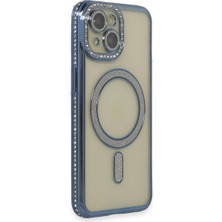 Alem Iphone 15 Kılıf Joke Simli Magneticsafe Kılıf - Lacivert