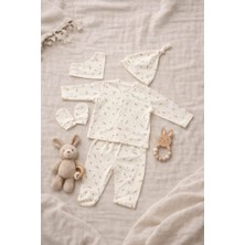 The Nest Kids Little Meadow Premium Organik Pamuk Yaprak Desen Yenidoğan Bebek Seti