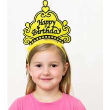 Buğz Sarı Happy Birthday Prenses Tacı – Doğum Günü Taç Aksesuarı