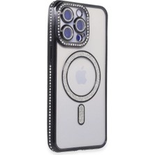 Alem Iphone 15 Pro Kılıf Joke Simli Magneticsafe Kılıf - Siyah