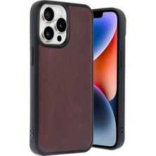 Alem Iphone 14 Pro Max Kılıf Aras Deri Kapak - Bordo