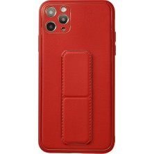 Alem Iphone 11 Pro Max Kılıf Coco Deri Standlı Kapak - Kırmızı