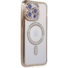 Alem Iphone 15 Pro Kılıf Joke Simli Magneticsafe Kılıf - Gold