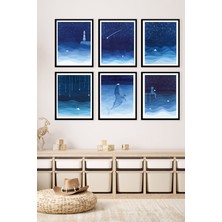 Koi Art Design Kağıt Gemi Tasarımlı Çerçeve Görünümlü 6 Parçalı Yüksek Kalite Uv Baskılı Tablo Seti