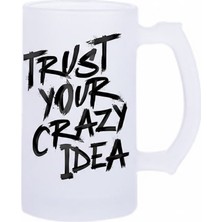 Sartre Art  Çılgın Iddaa Esprili Motto Baskılı Bira Bardağı 500 ml - Büyük Boy Kulplu Cam Kupa