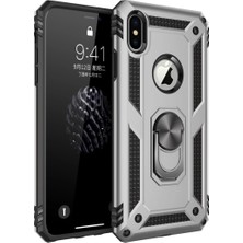 Alem Iphone x Kılıf Sofya Yüzüklü Silikon Kapak - Gümüş