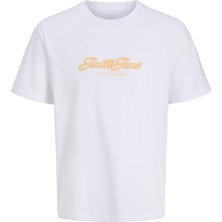 Jack & Jones Erkek Catskill Logo Baskılı Tişört Kısa Kol Günlük Tarz Beyaz Pamuklu