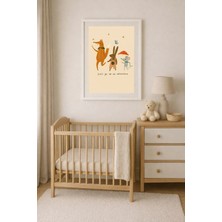 Koi Art Design Beyaz Çerçeveli Tek Parça Modern Bebek Odası Temalı Yüksek Kalite Uv Basklı Tablo