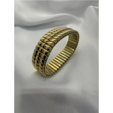 BG Jewellery Vıp Gold Lastikli Desenli Çelik Bileklik