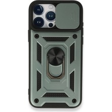 Alem Iphone 15 Pro Kılıf Pars Lens Yüzüklü Silikon - Yeşil