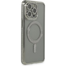 Alem Iphone 15 Pro Kılıf Joke Simli Magneticsafe Kılıf - Gri