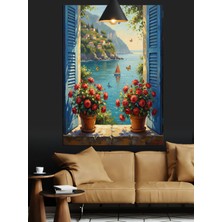 Mushen Studıo Manzaralı Pencere ve Deniz Dekoratif Kanvas - Mdf Ahşap Tablo