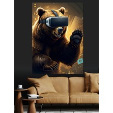 Mushen Studıo Vr Gözlük Takmış Ayı Dekoratif Kanvas - Mdf Ahşap Tablo