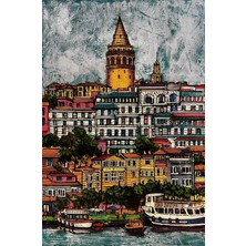 Mushen Studıo Galata Kulesi Yağlıboya Kanvas Tablo