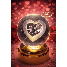 Hayke Sevgililer Günü Hediyesi 360° Dönen Işıklı Kristal Küre Sevgiliye Hediye Romantik Gece Lambası
