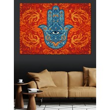 Mushen Studıo Mavi Fatma’nın Eli Motifi Dekoratif Kanvas - Mdf Ahşap Tablo