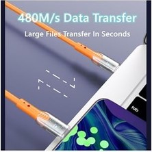 Geliştirilmiş Dayanıklılık ve Estetik, Akıllı Telefonlar Için Hızlı Şarj Kablosu, 60W 480MB/S Veri Aktarımı, Saf Bakır Tel, Anti-Kırılma Özellikli (Usb Tip C)