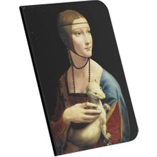 Lady With An Ermine, Da Vinci 1490, A4 Defter Vııı, Çizgisiz, Toplam 64 Sayfa, Tel Dikiş, Esnek Kapak, Oval Kenar, Tuval Doku, 60 Gram, Sarı Krem Renk, 21X29,7X0,5CM