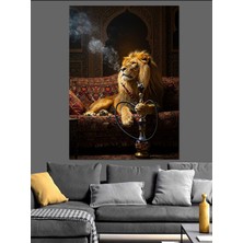 Mushen Studıo Nargile ve Aslan Dekoratif Kanvas - Mdf Ahşap Tablo