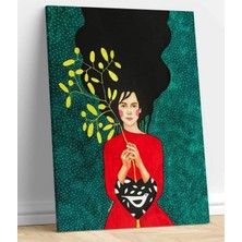 Mushen Studıo Hülya Özdemir Kız Saç Çiçek Kanvas Tablo