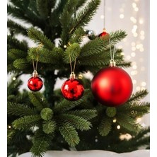 Yılbaşı Ağaç Süsü Seti – 20 Parça (3 Boyut, Hediye Kutulu) (Kırmızı)