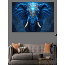 Mushen Studio Mushen Studıo Mavi Desenli Fil Dekoratif Kanvas - Mdf Ahşap Tablo