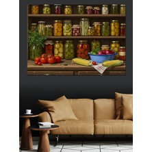 Mushen Studıo Turşu Kavanoz Rafı Dekoratif Kanvas - Mdf Ahşap Tablo