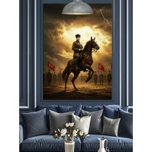 Mushen Studio Mushen Studıo At Üstünde Mustafa Kemal Atatürk Dekoratif Kanvas - Mdf Ahşap Tablo